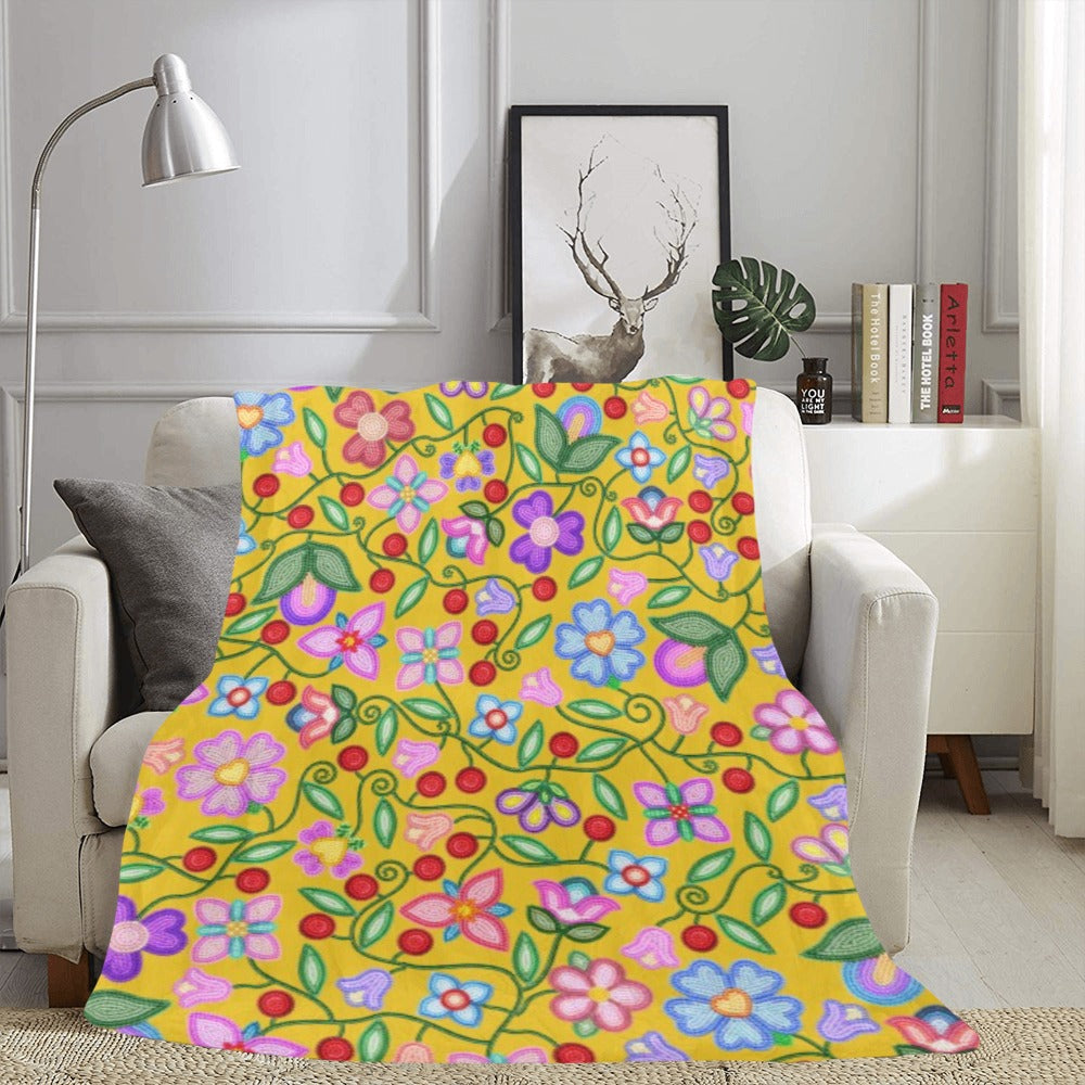 Petal Harmony Ochre X-Large Micro Fleece Blanket