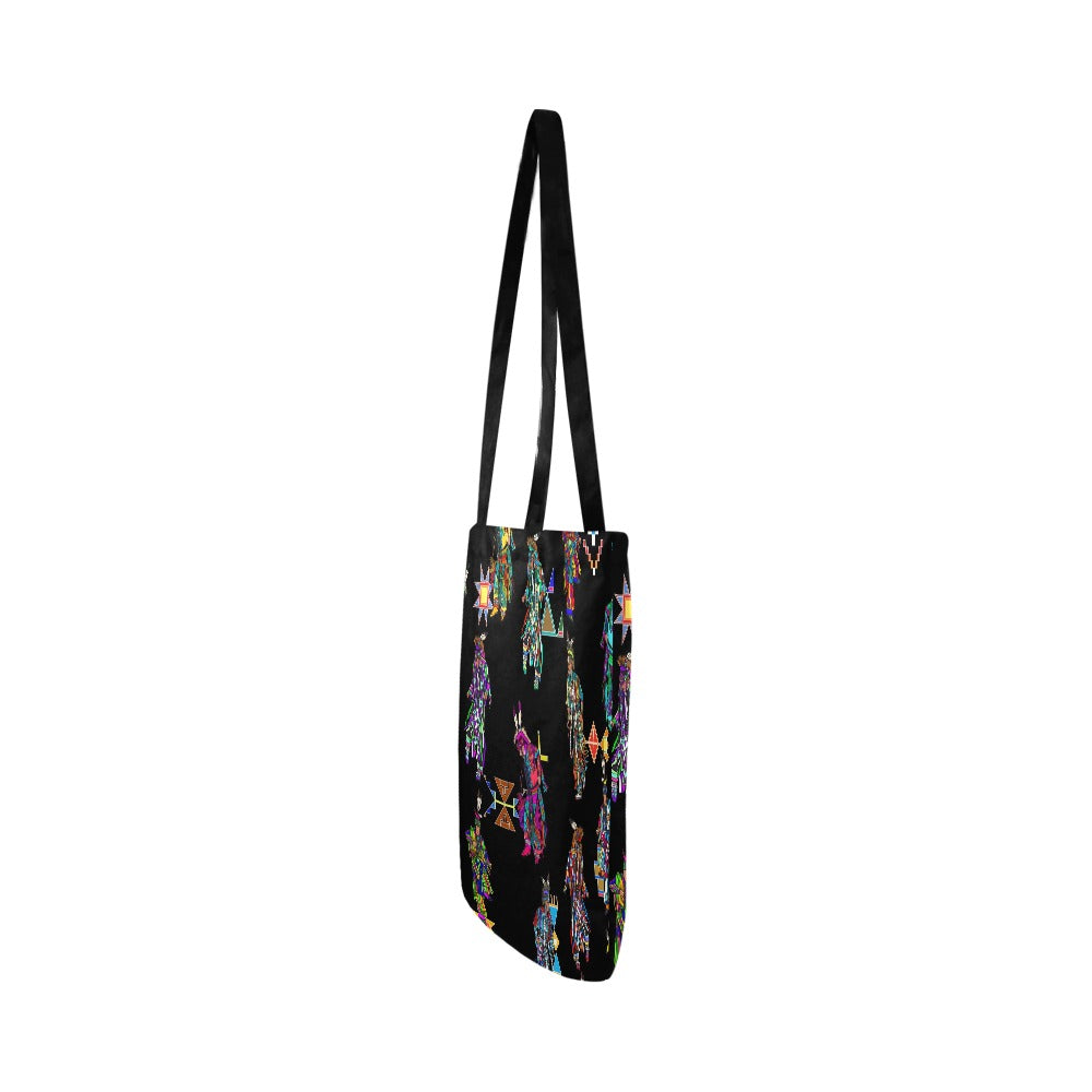 Men's Grass Dancers Black Reusable Shopping Bag