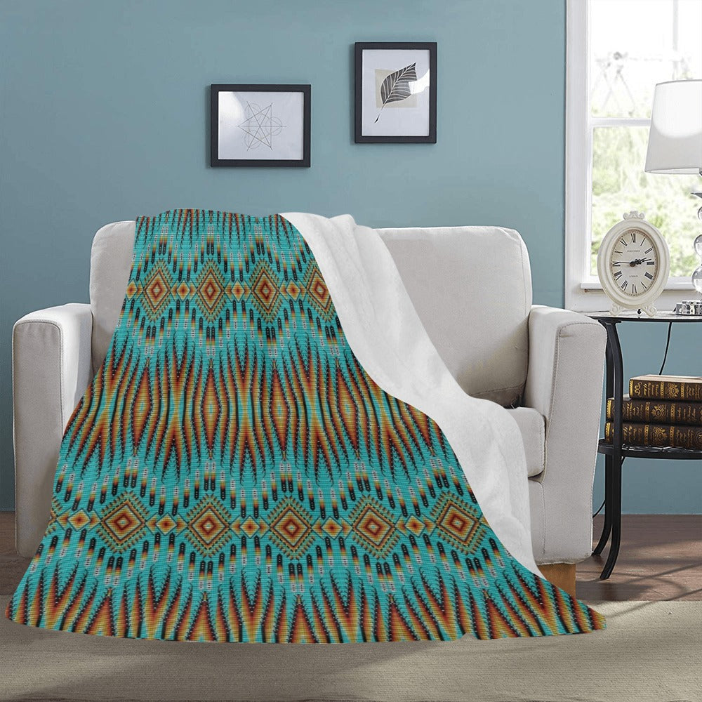 Fire Feather Turquoise X-Large Micro Fleece Blanket