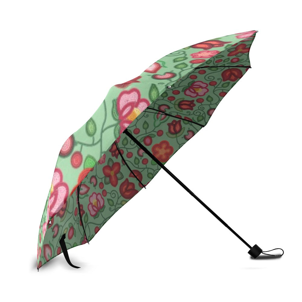 Rose Reverie Green Foldable Umbrella