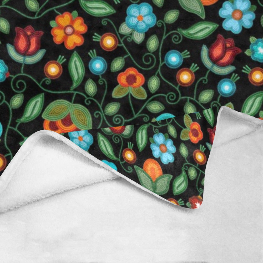 Prairie Fire Petals Black X-Large Micro Fleece Blanket