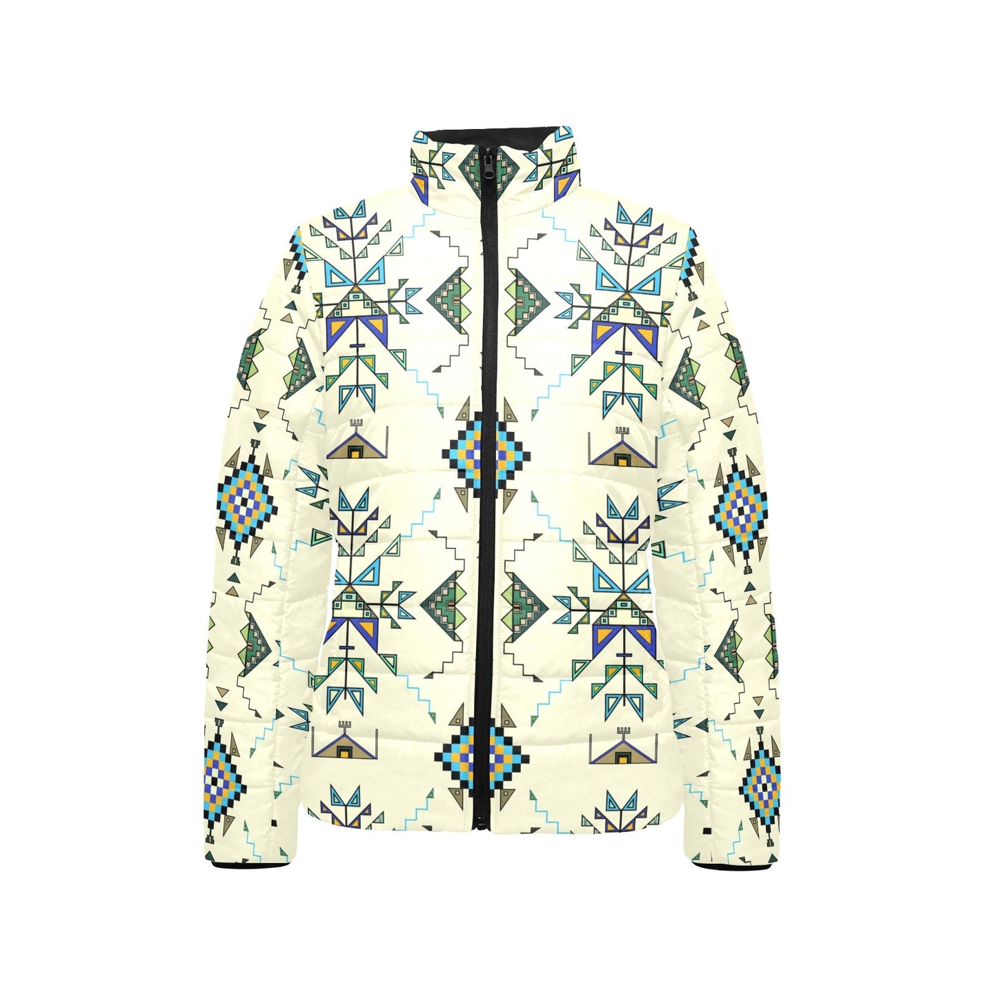 Bear Shield Cream Women's Stand Collar Padded Jacket