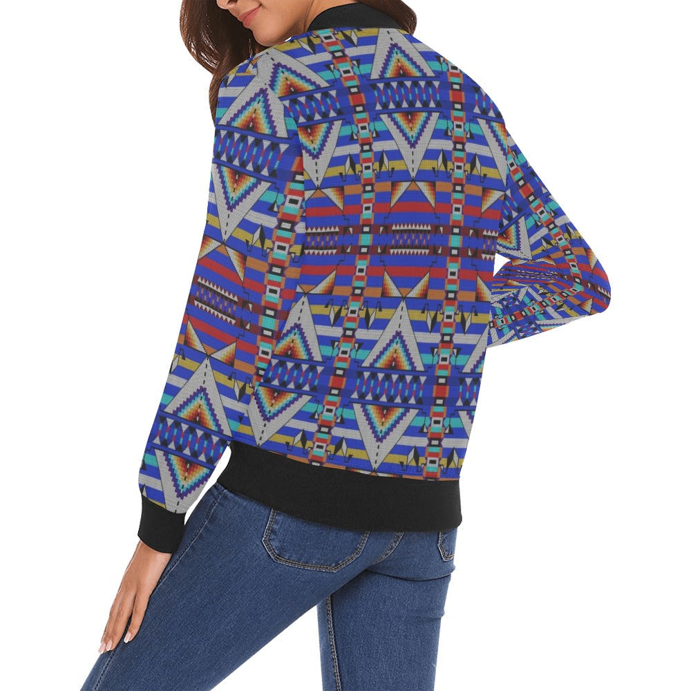 Medicine Blessing Blue Bomber Jacket for Women