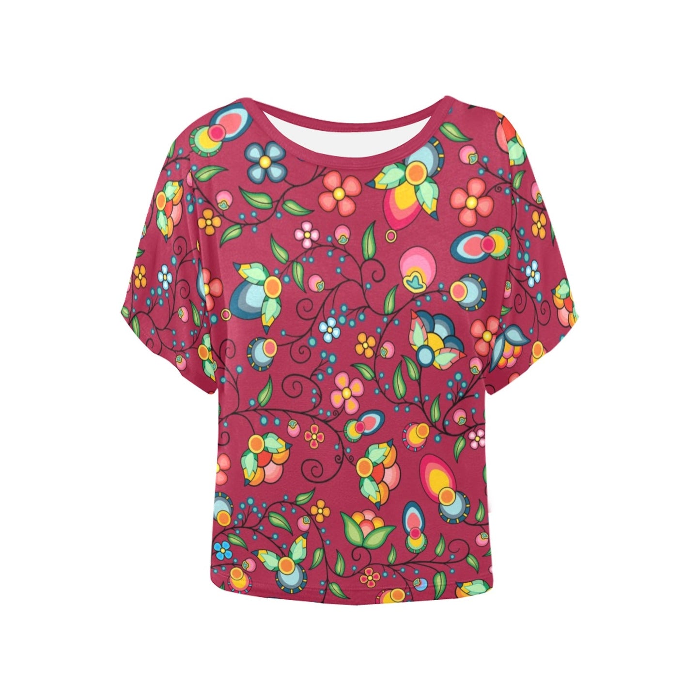 Floral Bounty Magenta Women's Batwing-Sleeved Blouse T shirt