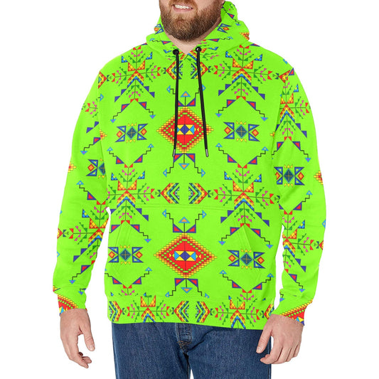 Buffalo Jump Neon Green Men's Long Sleeve Fleece Hoodie