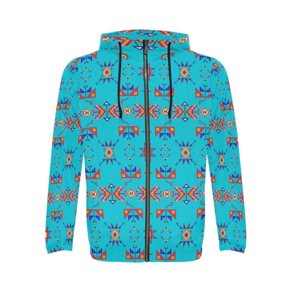 Scattered Generations Turquoise Men's Zipper Hoodie
