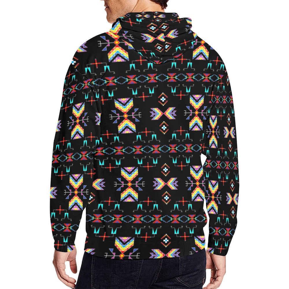 Rainy Chief Rainbow Black Men's Zipper Hoodie