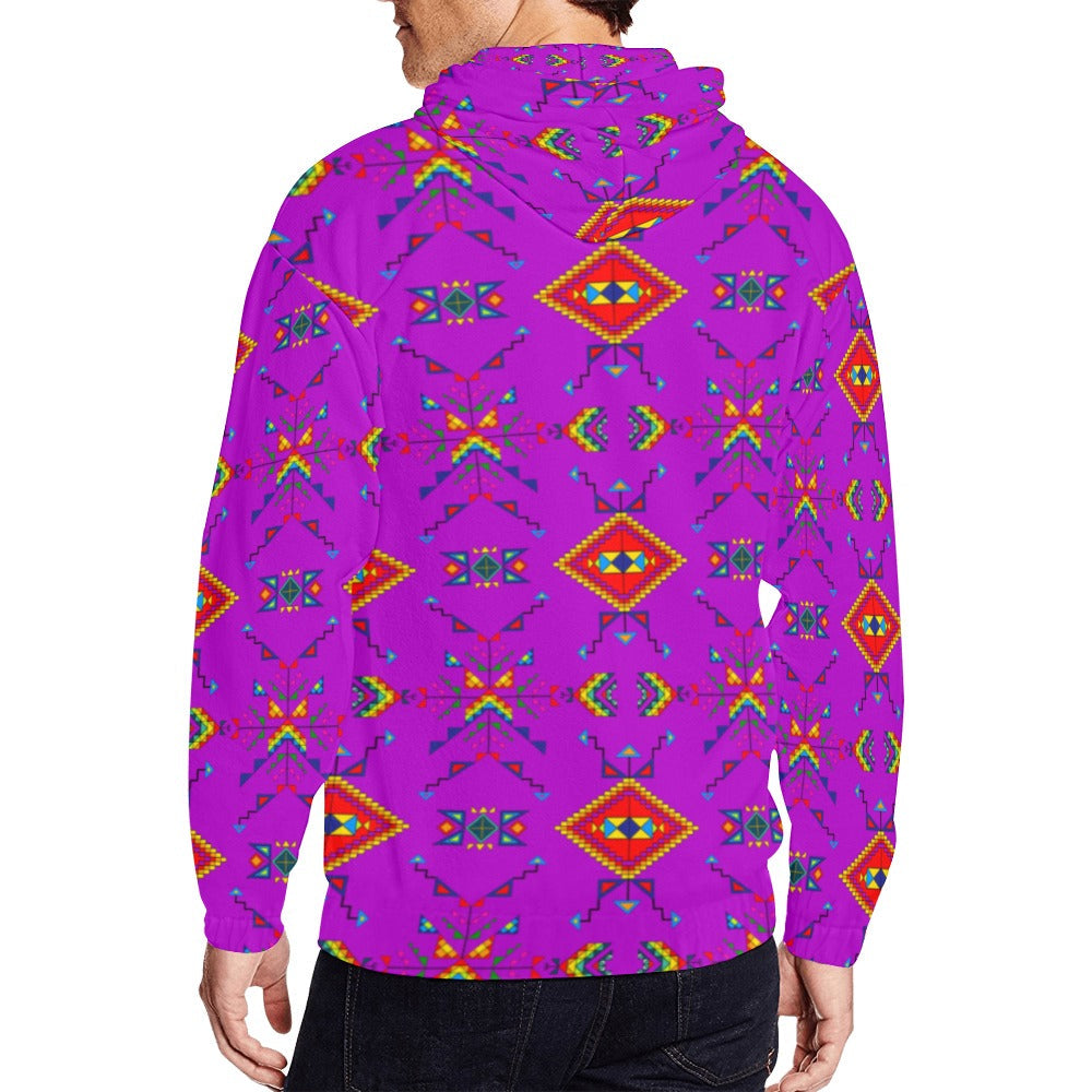 Buffalo Jump Purple Men's Zipper Hoodie