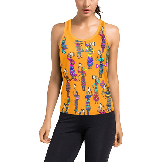 Women's Jingle Dancers Orange Women's Racerback Tank Top