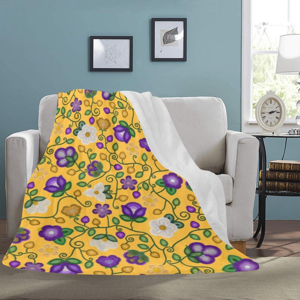 Midnight Moss Bloom Yellow X-Large Micro Fleece Blanket