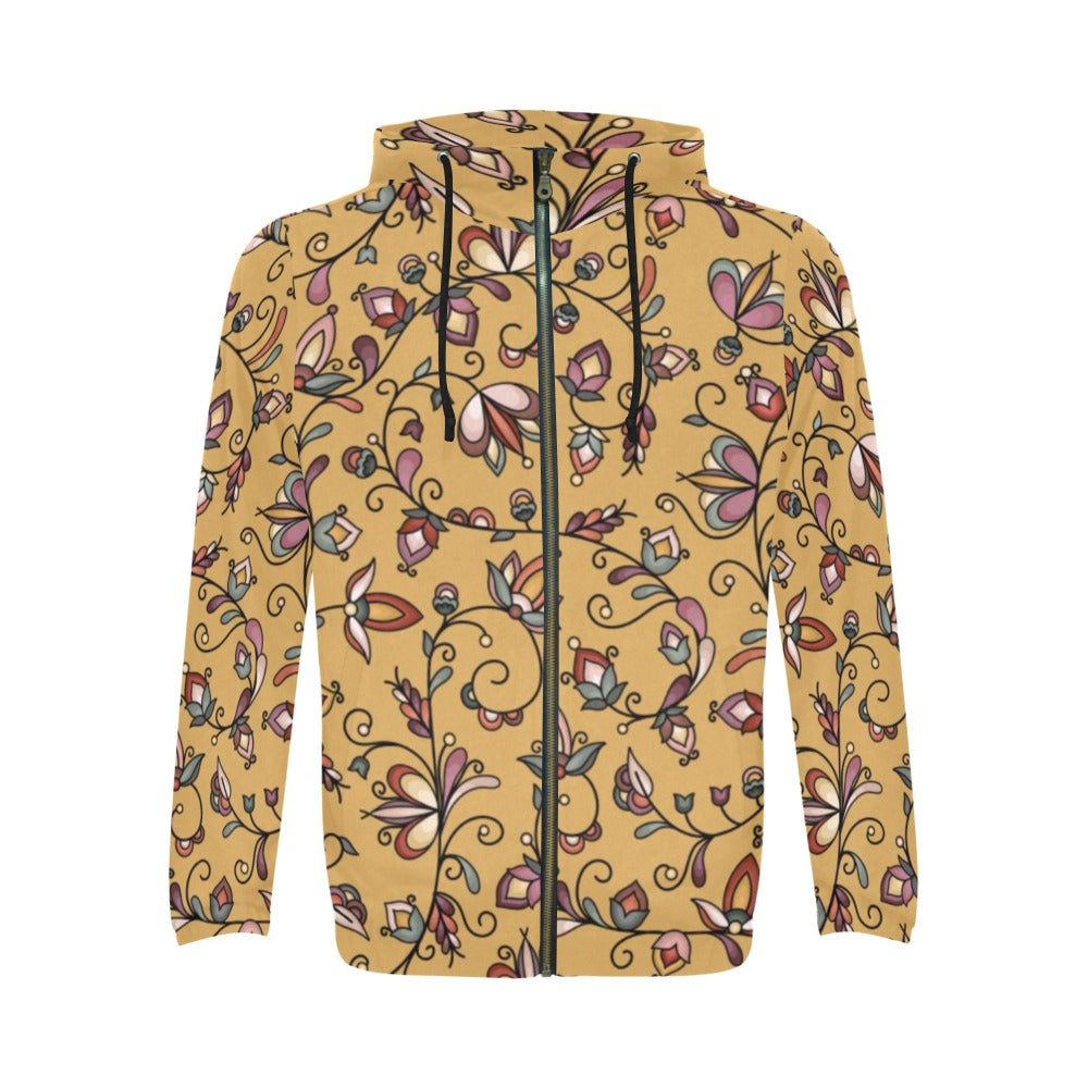 Burnt Sky Petals Gold Zip Hoodie