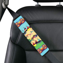 Load image into Gallery viewer, Horses and Buffalo Ledger Torquoise Car Seat Belt Cover
