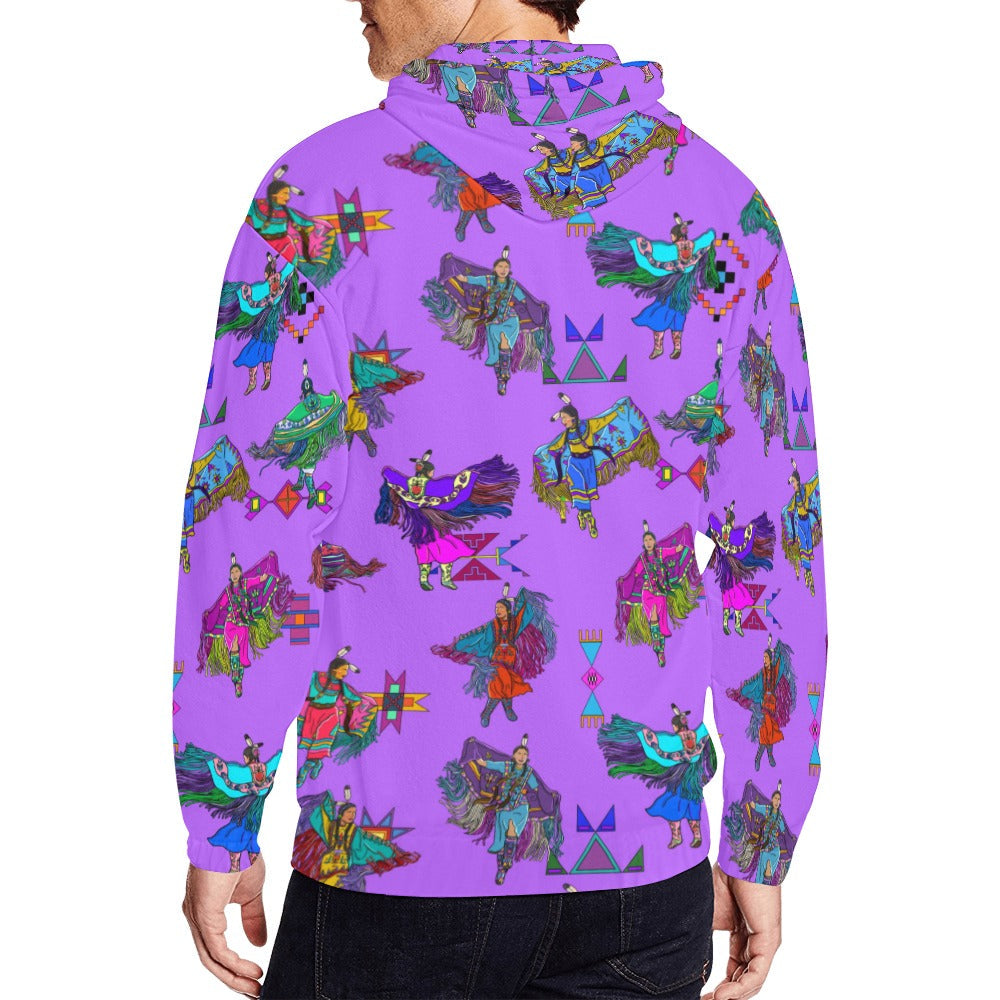 Women's Fancy Dancers Purple Men's Zipper Hoodie