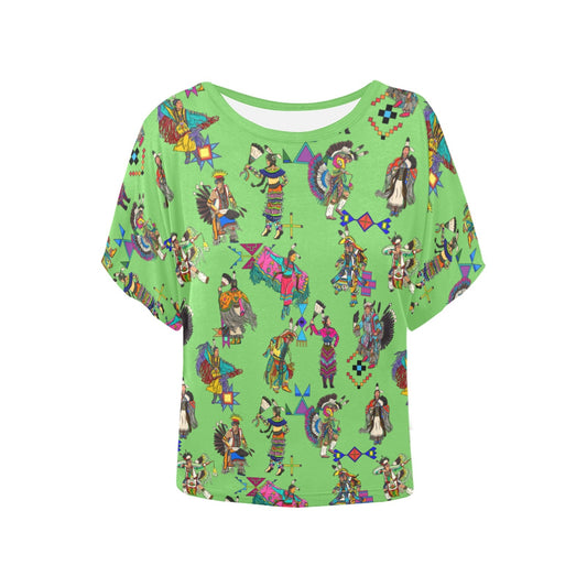 Grand Entry Dancers Grass Women's Batwing-Sleeved Blouse T shirt