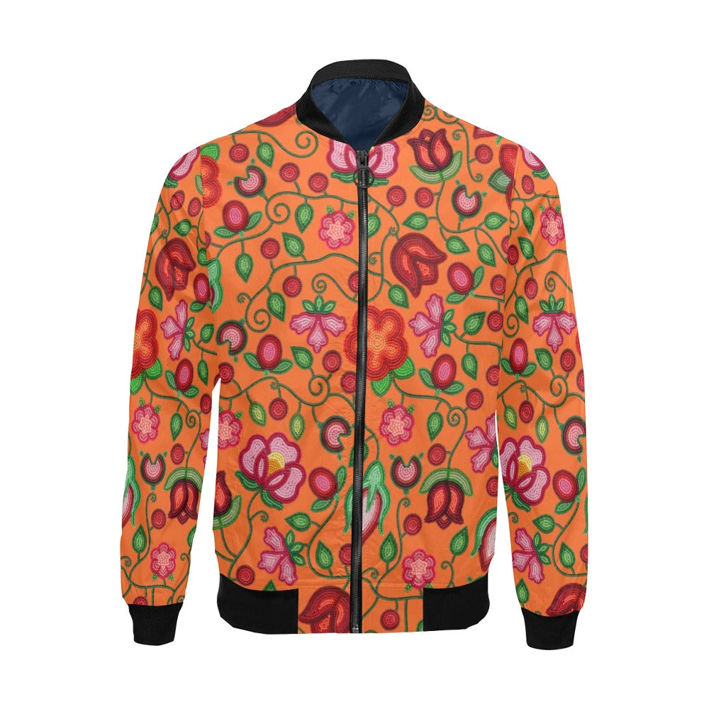 Rose Reverie Orange Bomber Jacket