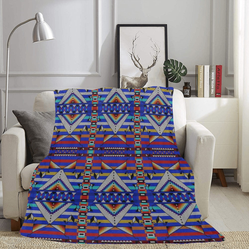 Medicine Blessing Blue X-Large Micro Fleece Blanket
