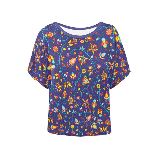Thorny Path Blue Women's Batwing-Sleeved Blouse T shirt