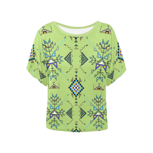 Bear Shield Green Women's Batwing-Sleeved Blouse T shirt