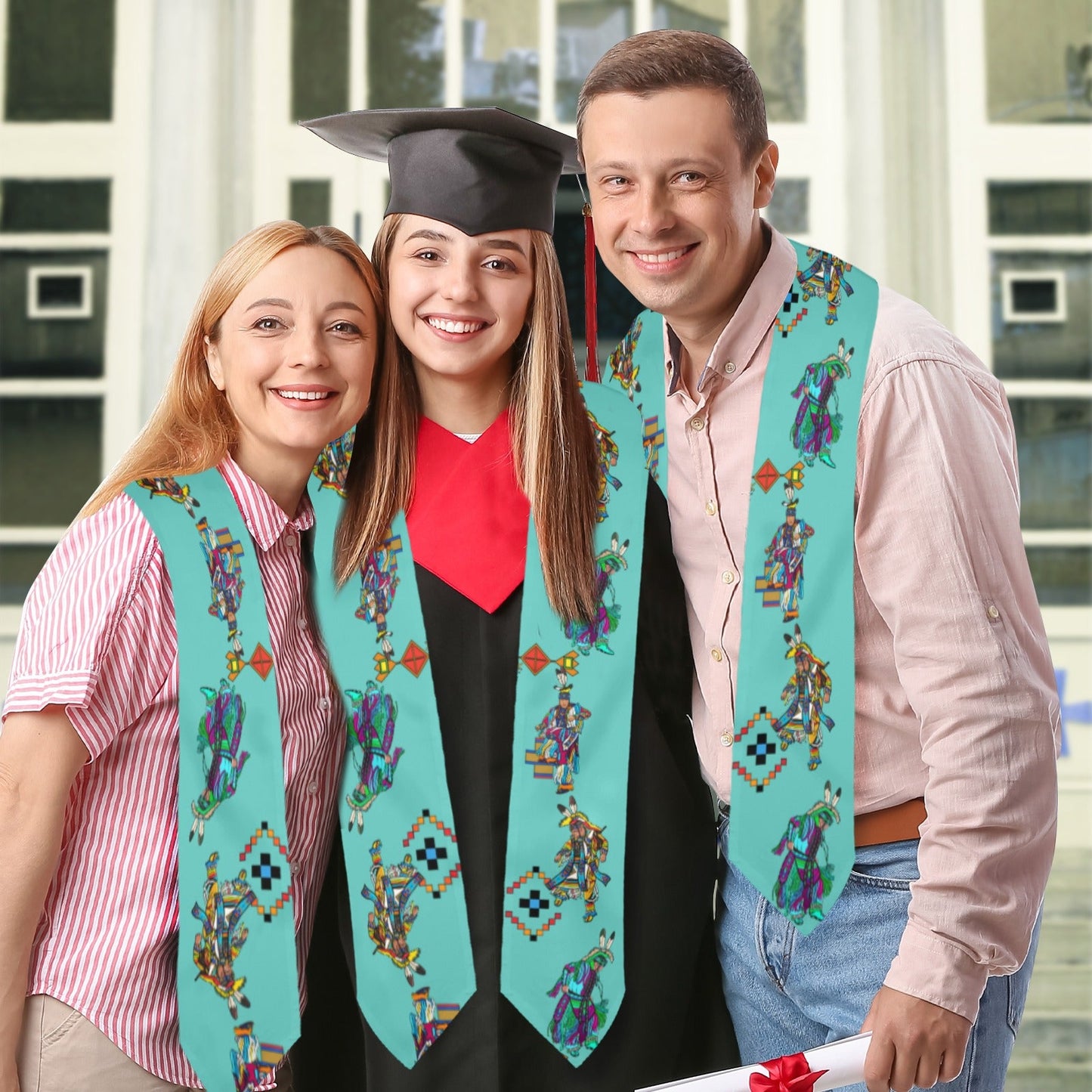 Men's Grass Dancers Eggshell Blue Graduation Stole