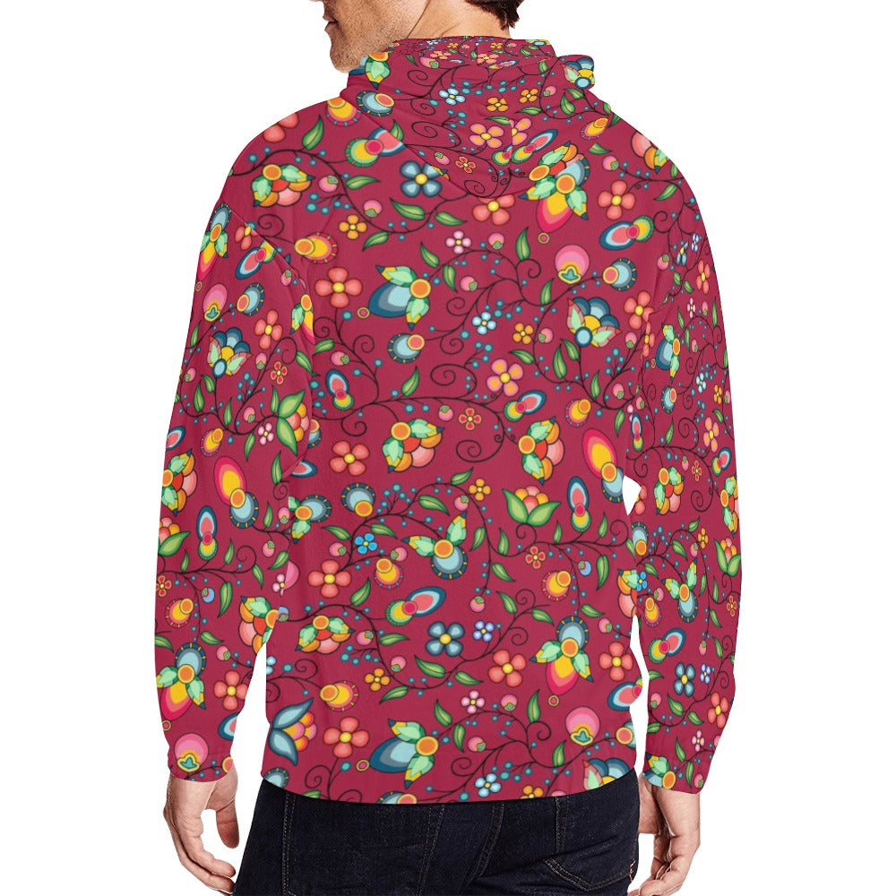 Floral Bounty Magenta Men's Zipper Hoodie