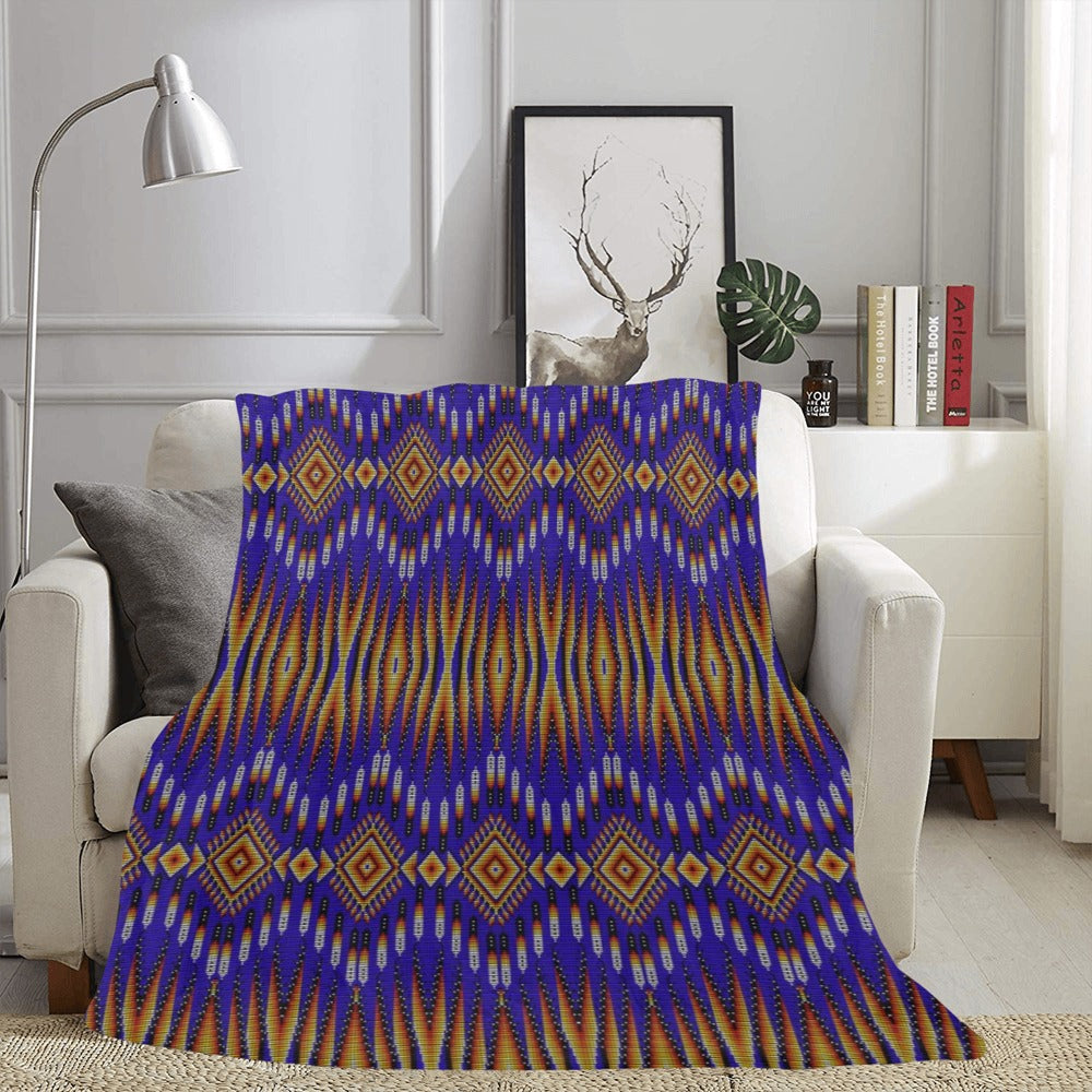 Fire Feather Blue X-Large Micro Fleece Blanket