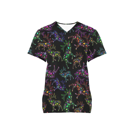 Neon Floral Elks Scrub Top