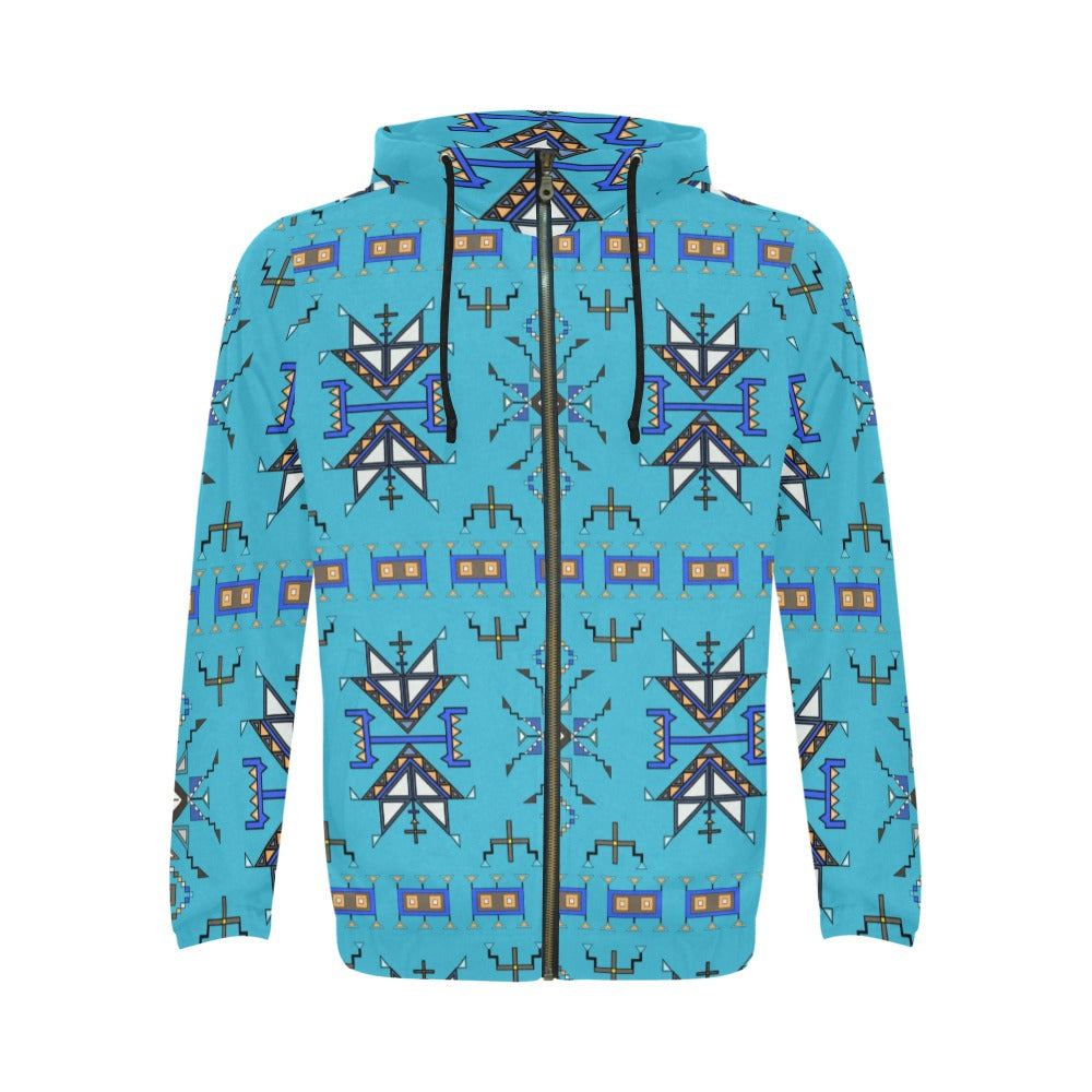 Eagle Strike Blue Men's Zipper Hoodie