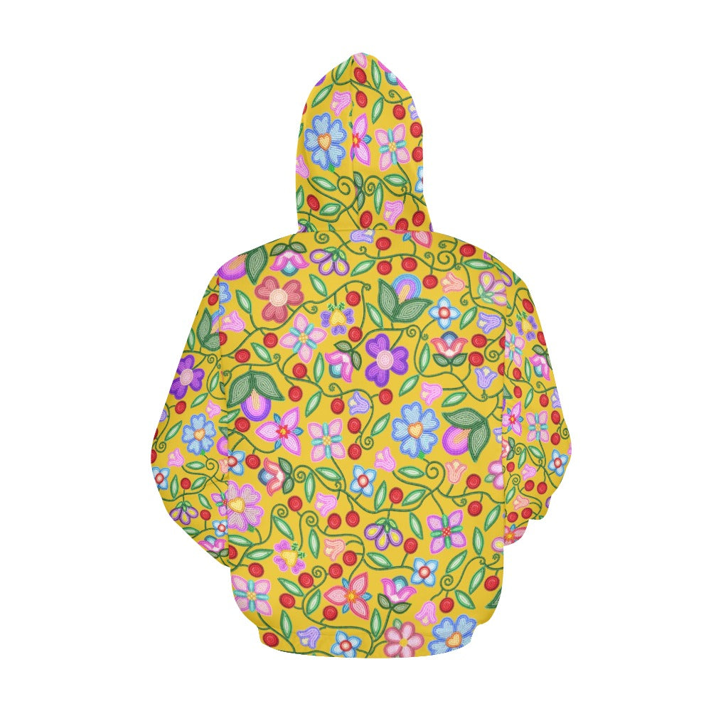 Petal Harmony Ochre Hoodie for Women
