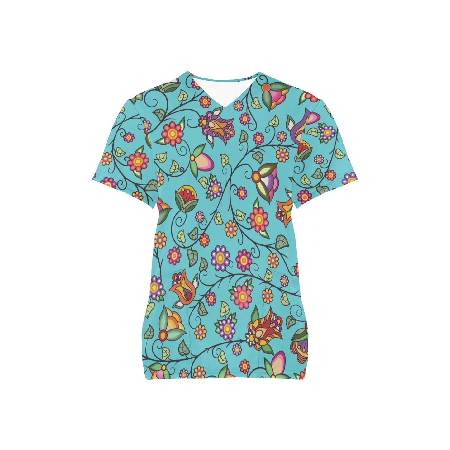 Heartbeat Petals Turquoise Scrub Top