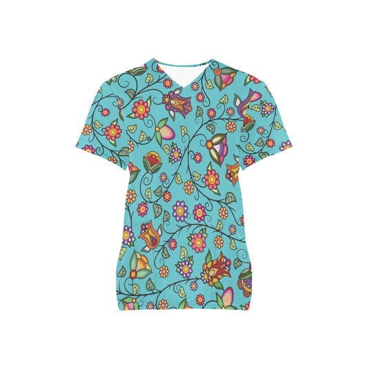 Heartbeat Petals Turquoise Scrub Top