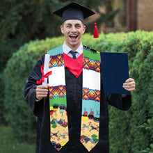 Load image into Gallery viewer, Horses and Buffalo Ledger White Graduation Stole
