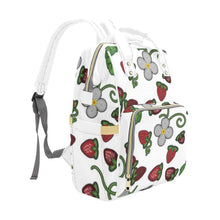 Load image into Gallery viewer, Strawberry Dreams White Multi-Function Diaper Backpack/Diaper Bag
