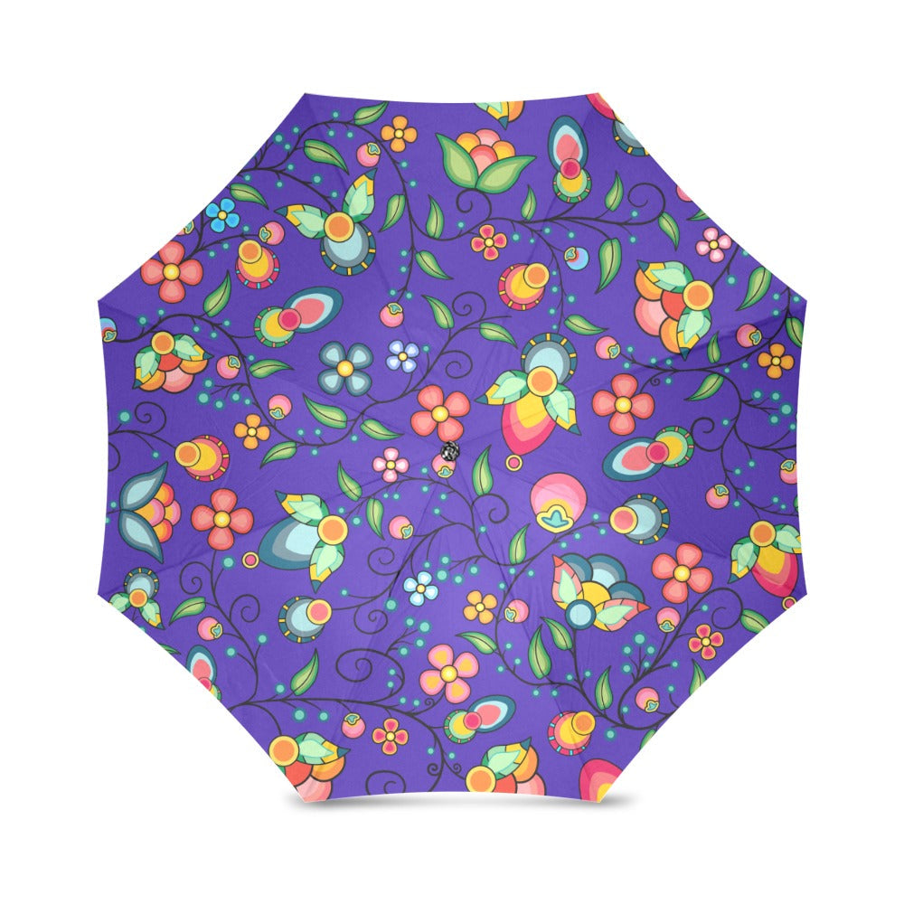 Floral Bounty Blue Foldable Umbrella