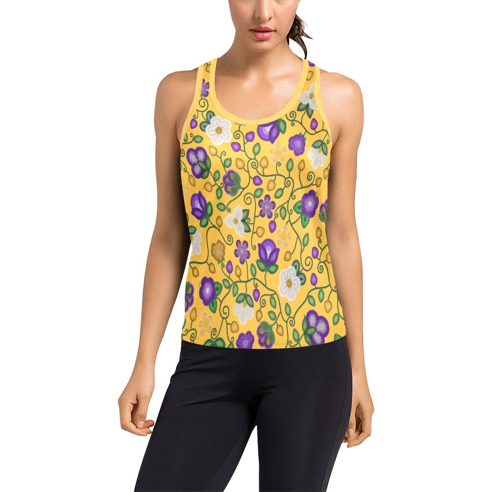 Midnight Moss Bloom Yellow Racerback Tank Top