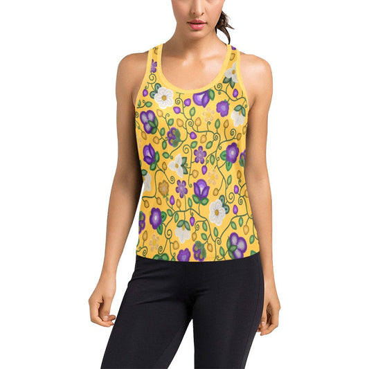 Midnight Moss Bloom Yellow Racerback Tank Top