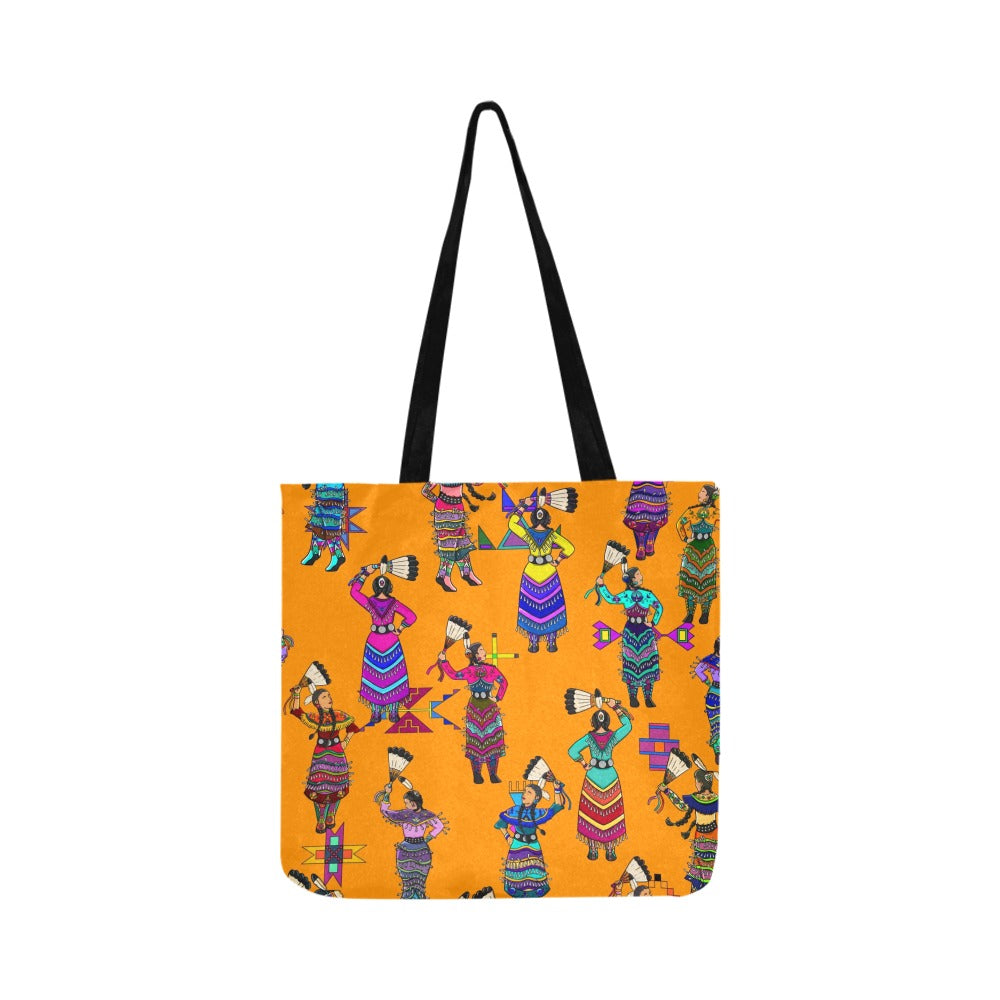 Women's Jingle Dancers Orange Reusable Shopping Bag