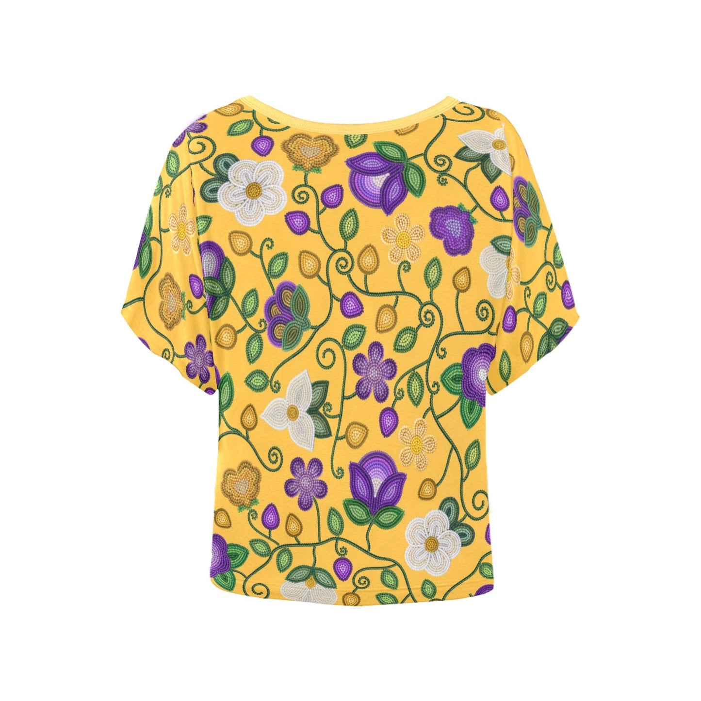 Midnight Moss Bloom Yellow Batwing Blouse