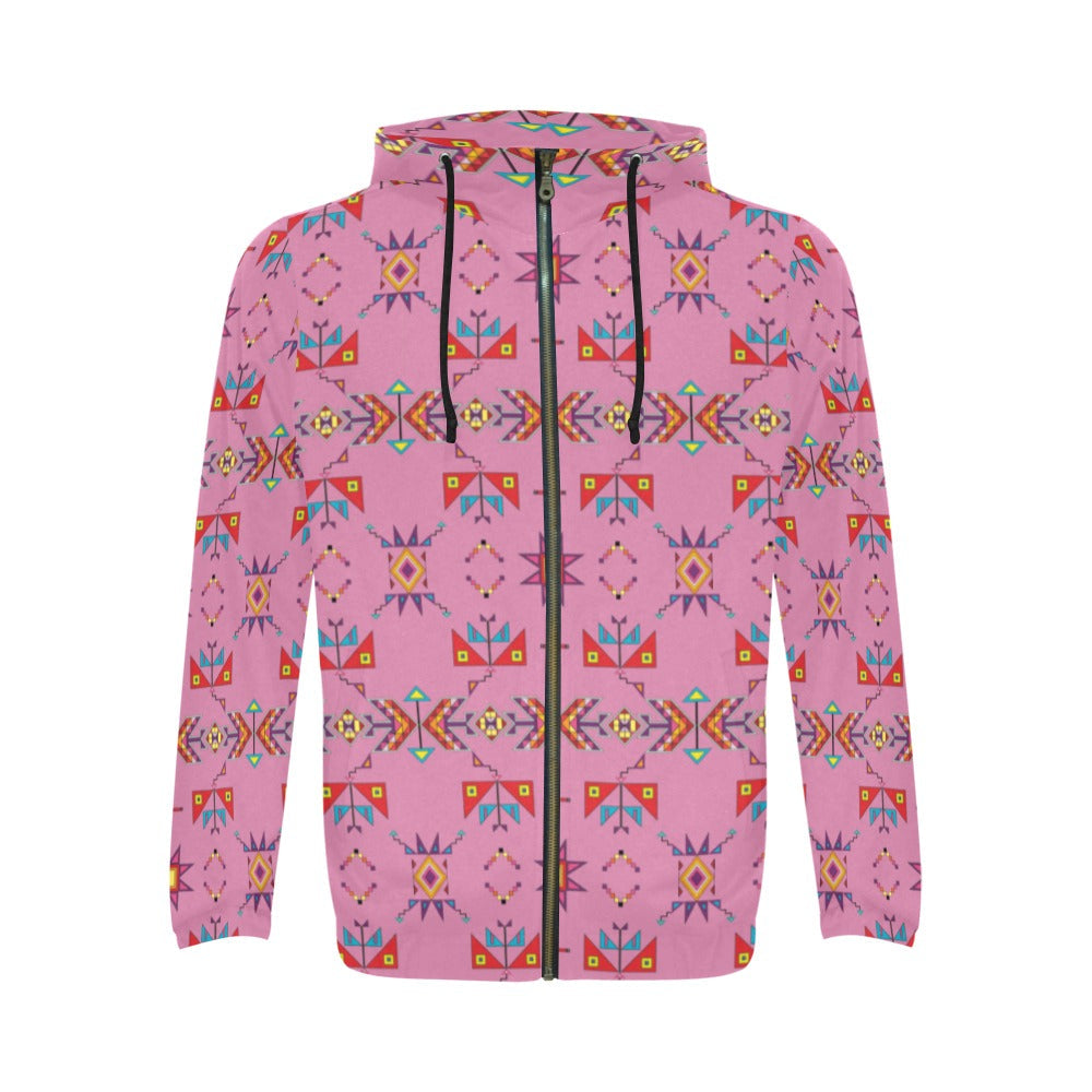 Scattered Generations Pink Men's Zipper Hoodie