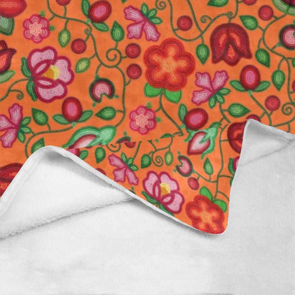 Rose Reverie Orange X-Large Micro Fleece Blanket