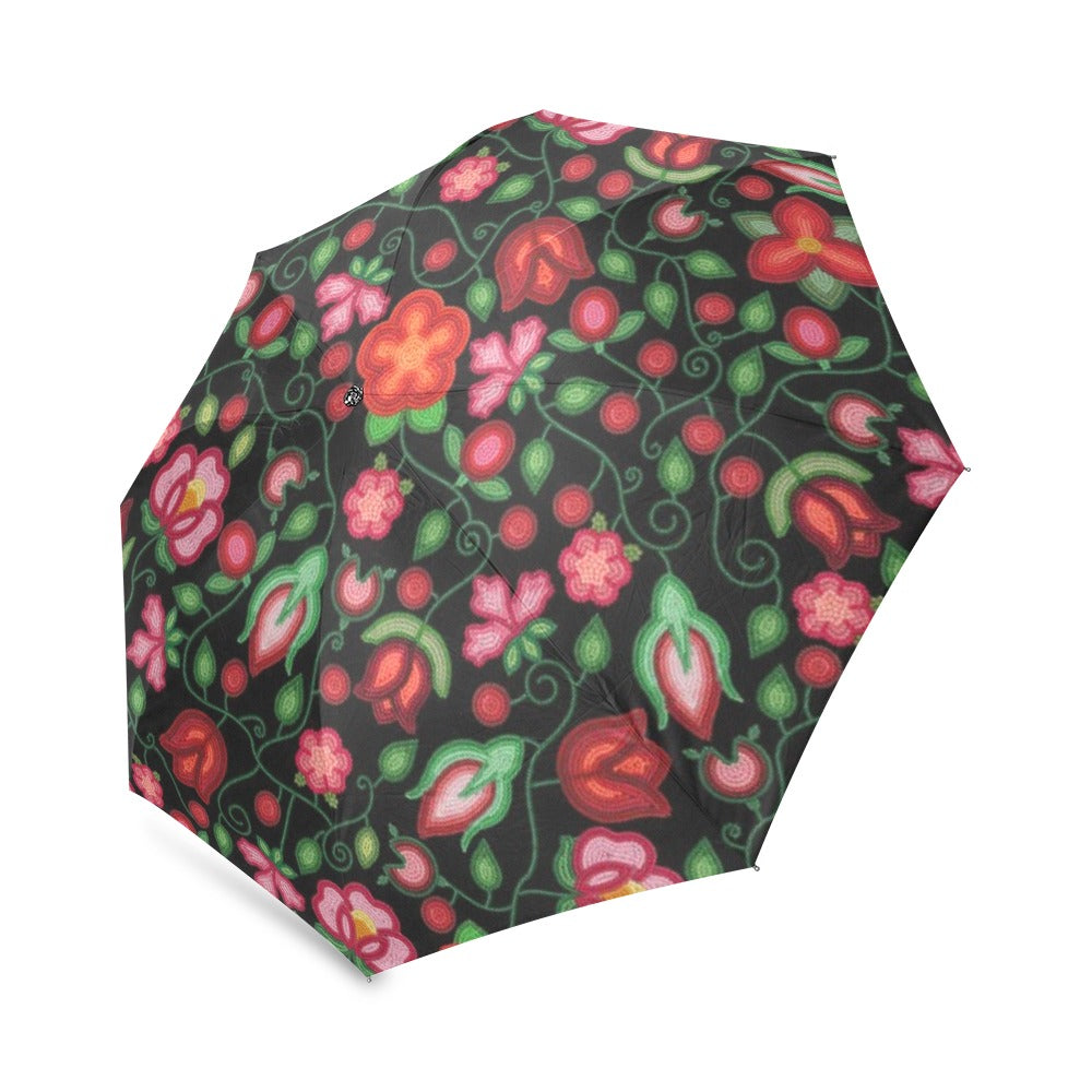 Rose Reverie Black Foldable Umbrella