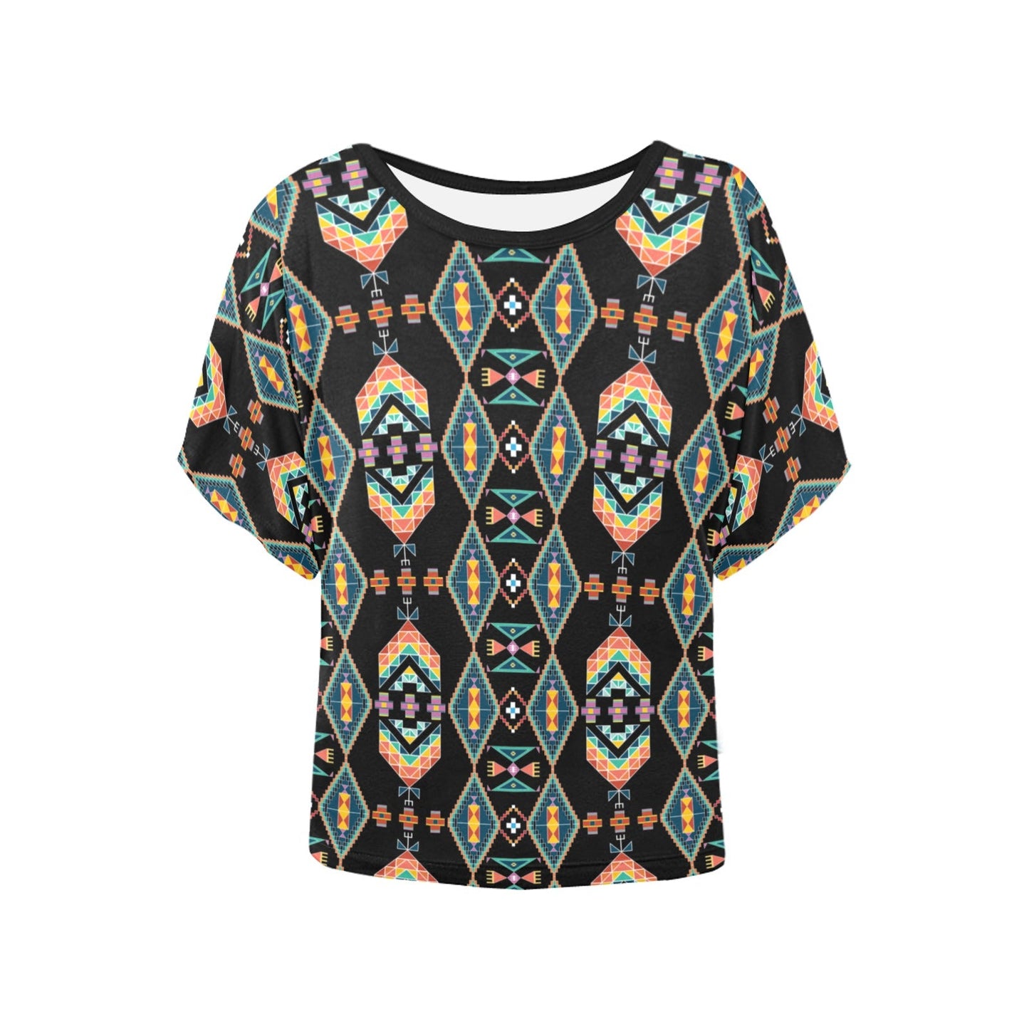 Travois Tipi Black Women's Batwing-Sleeved Blouse T shirt