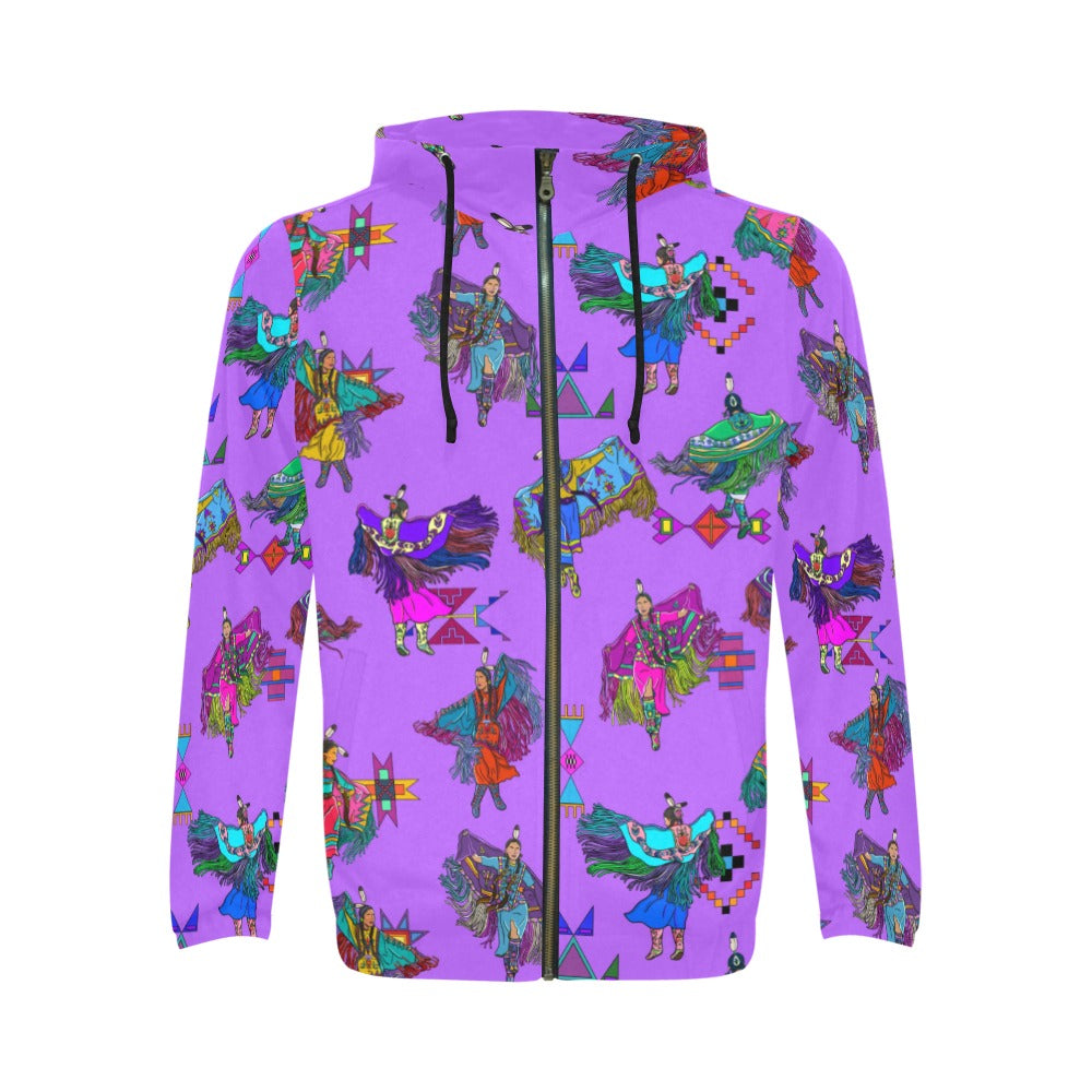 Women's Fancy Dancers Purple Men's Zipper Hoodie