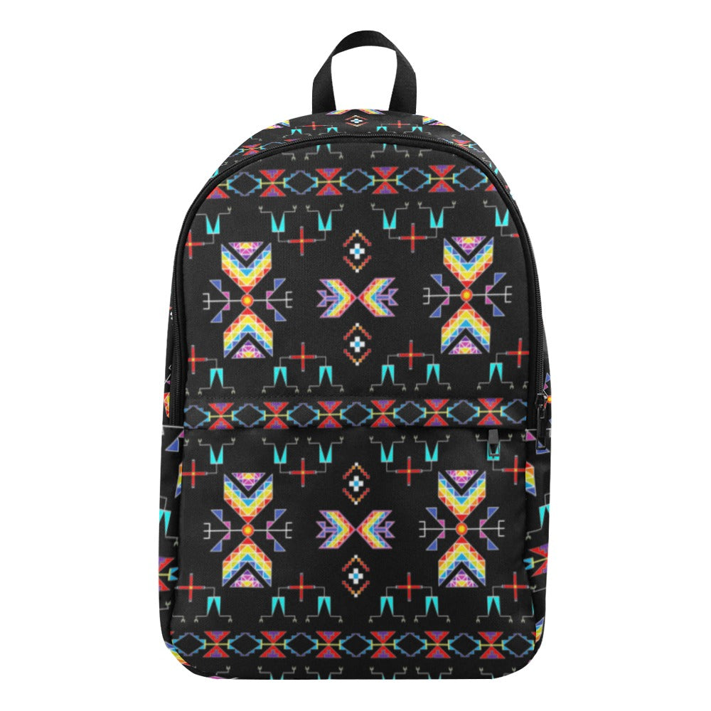 Rainy Chief Rainbow Black Fabric Backpack for Adult