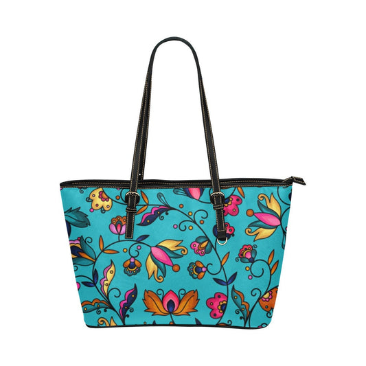Copper Prairie Petals Turquoise Leather Tote