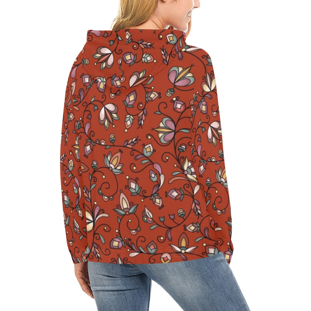Burnt Sky Petals Red Hoodie for Women