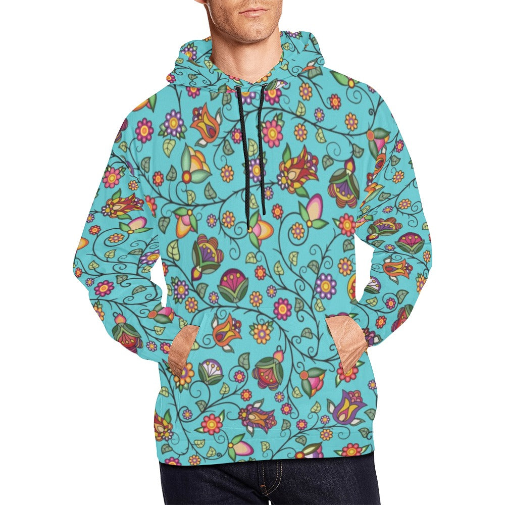 Heartbeat Petals Turquoise Hoodie for Men