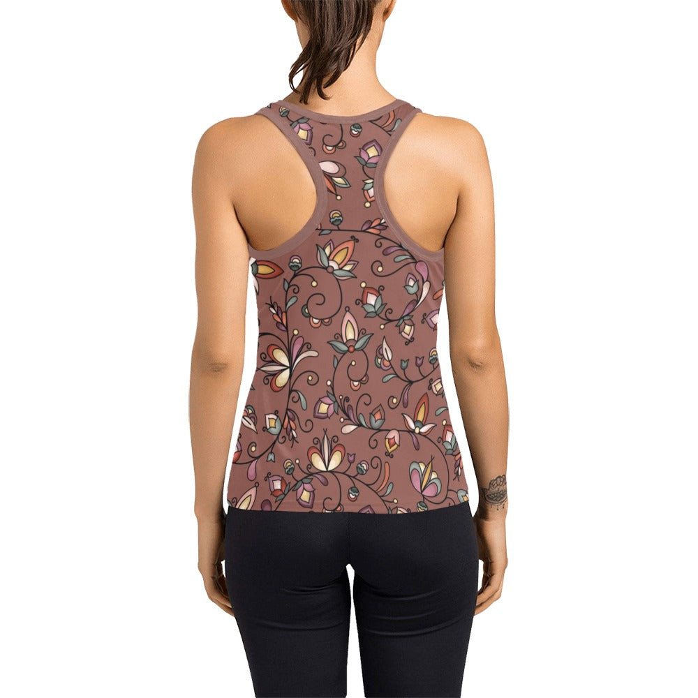 Burnt Sky Petals Brown Women's Racerback Tank Top