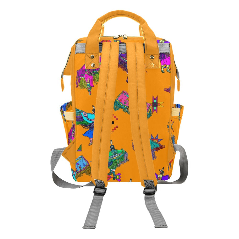 Women's Fancy Dancers Orange Multi-Function Diaper Backpack