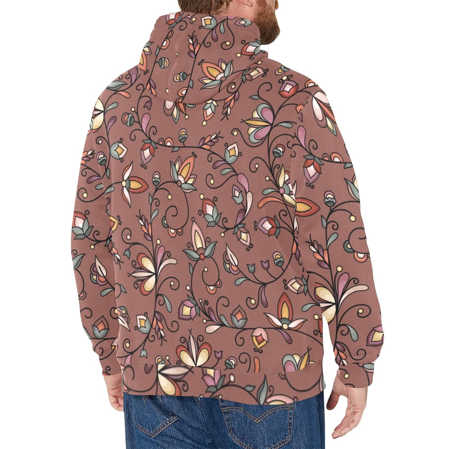 Burnt Sky Petals Brown Fleece Hoodie