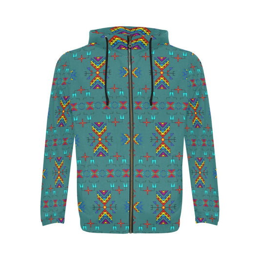 Rainy Chief Rainbow Teal Sky Zip Hoodie